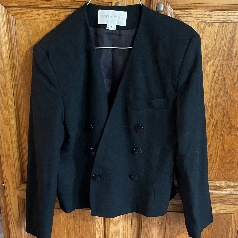 Jones New York Black Double-Breasted Blazer